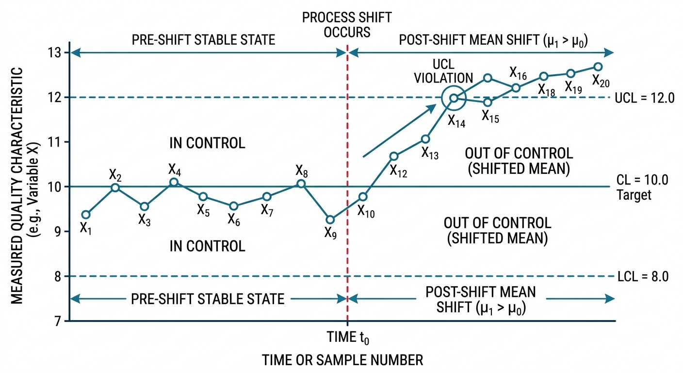 Figure 2: Control chart demonstrating process shift