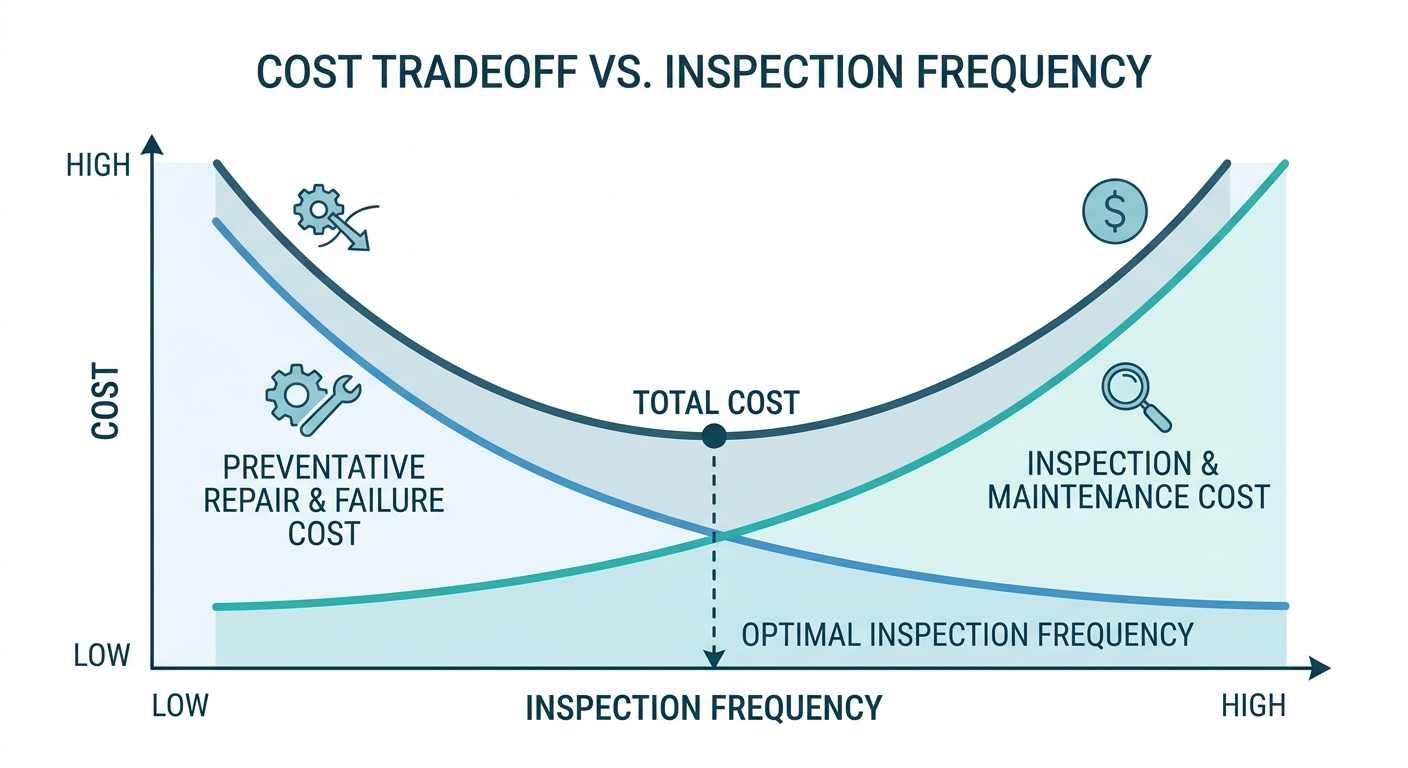 Figure 2: Cost tradeoff versus inspection frequency