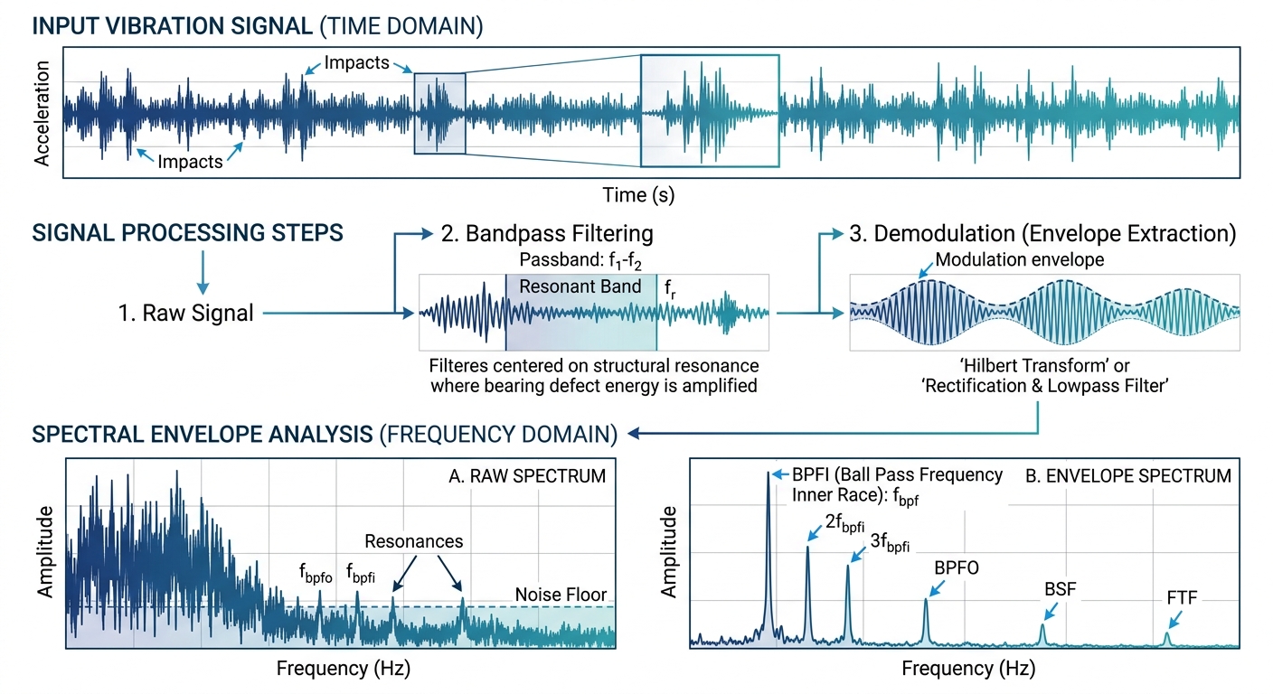 Figure 2: Spectral envelope analysis revealing bearing defect frequencies