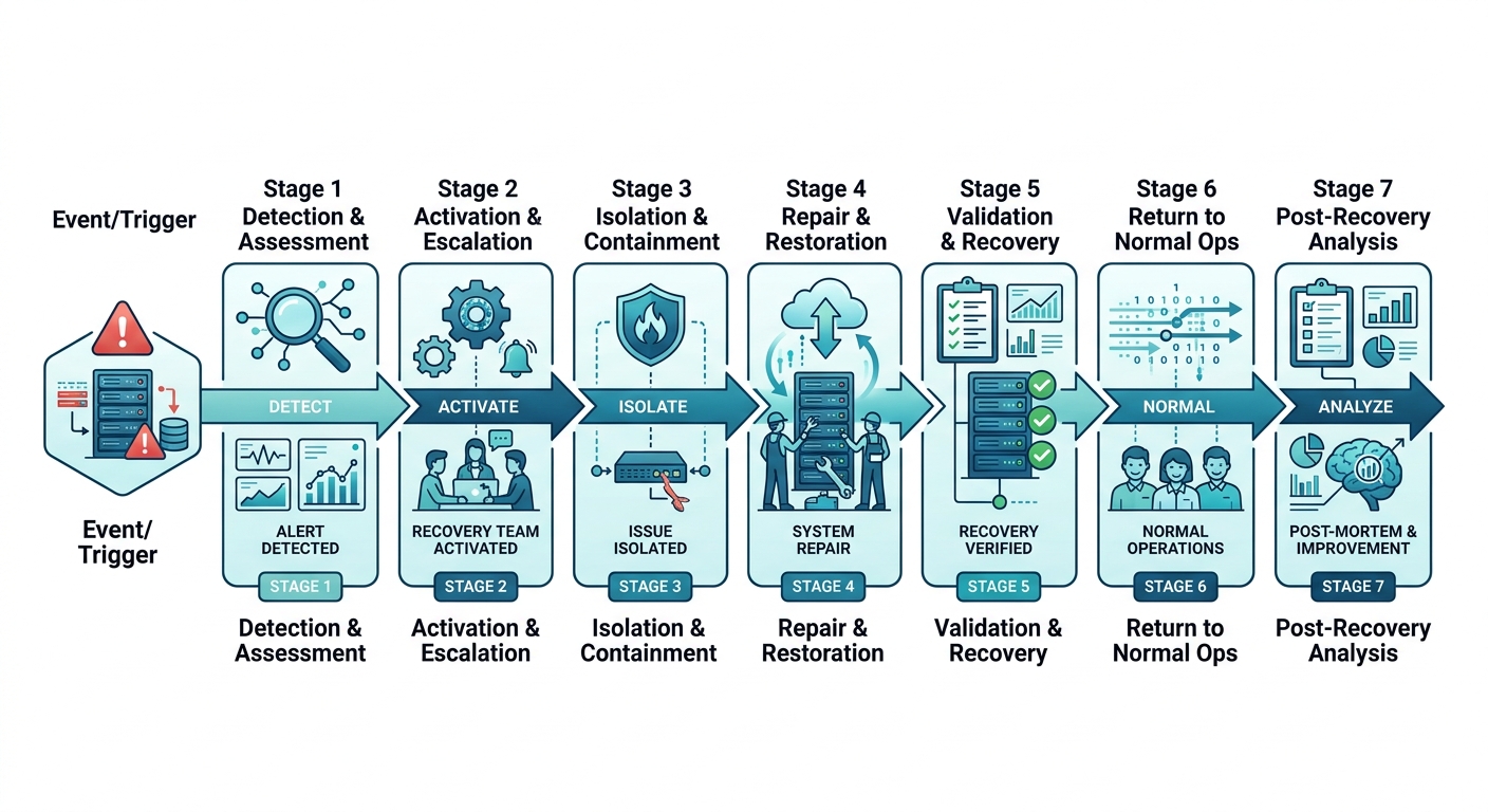Figure 2: Sequential stages of operational downtime recovery