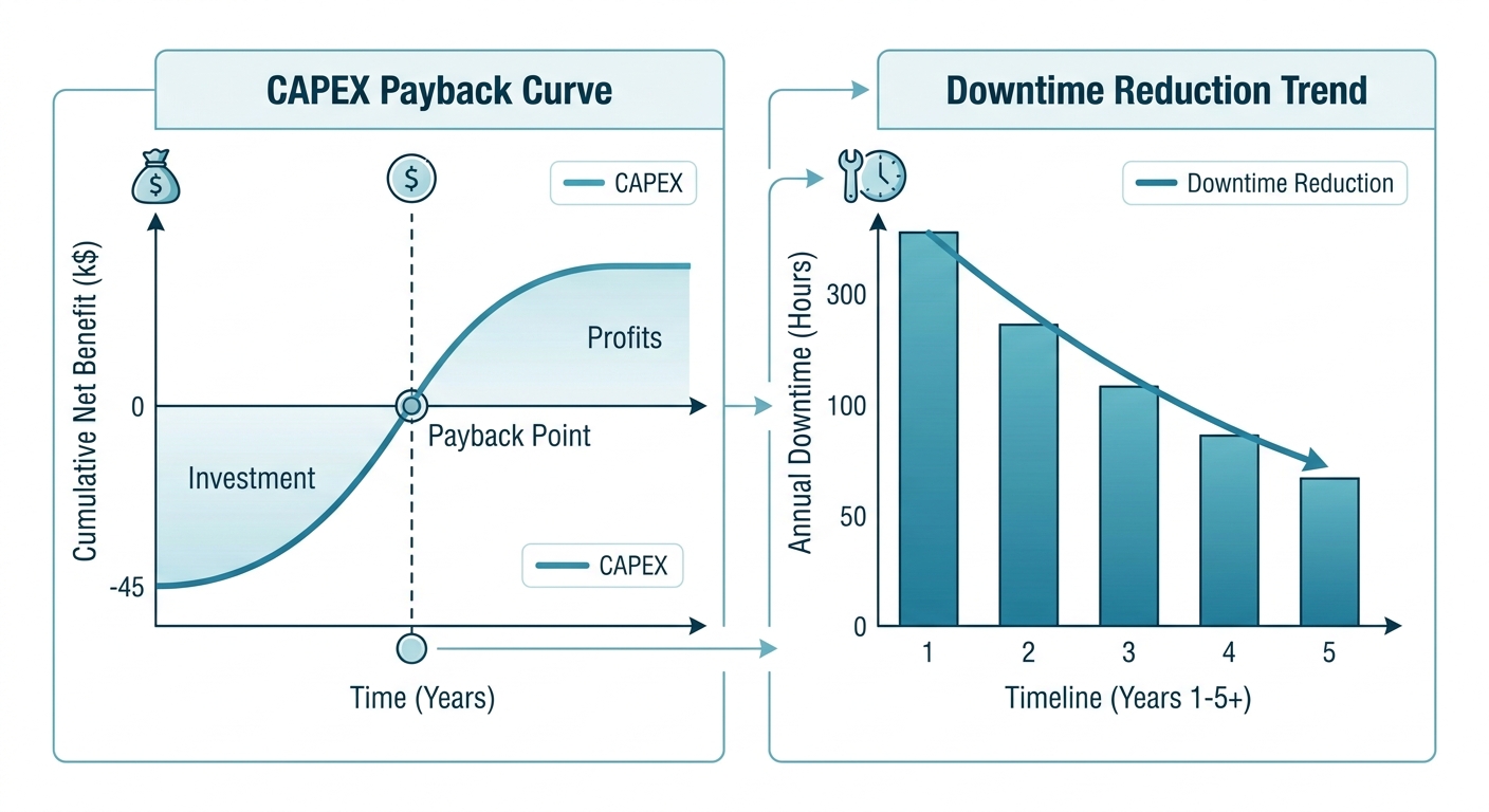 Figure 3: Capital expenditure payback curve versus downtime reduction