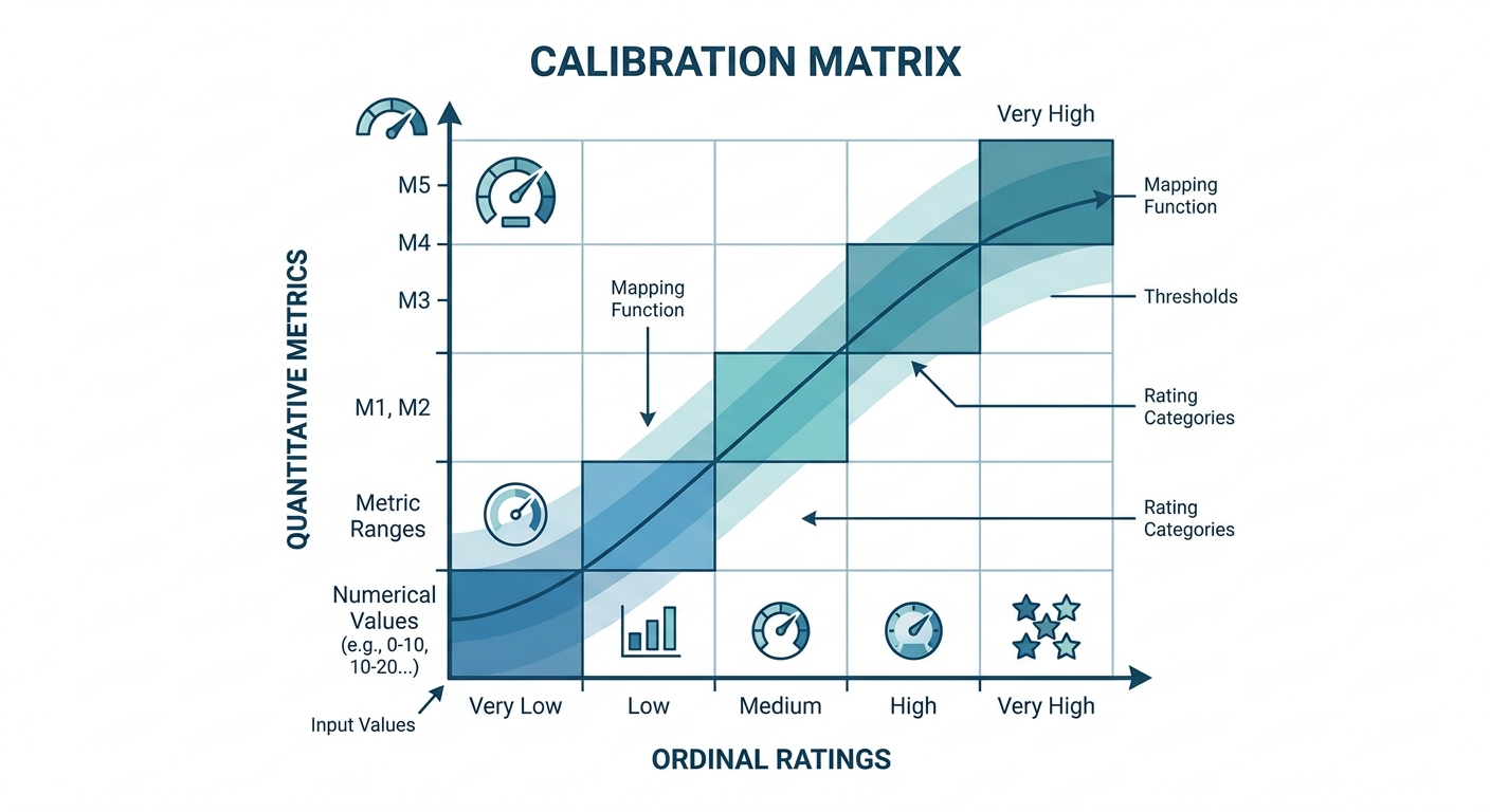 Figure 2: Calibration matrix mapping quantitative metrics to ordinal ratings