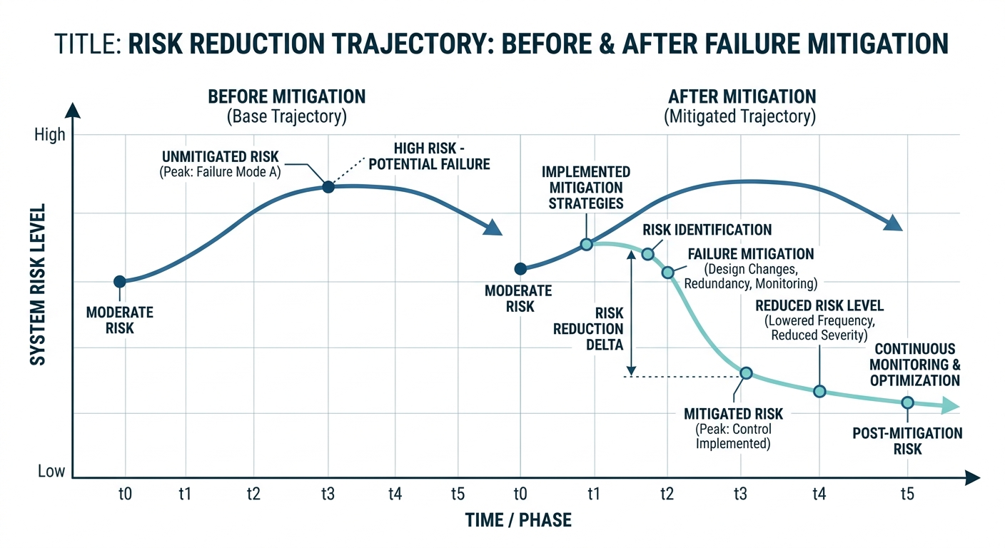 Figure 3: Risk reduction trajectory before and after failure mitigation