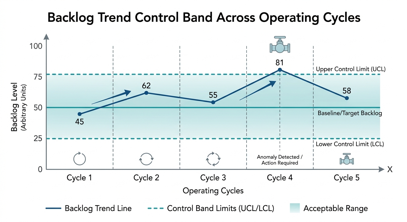 Figure 3: Backlog trend control band across operating cycles