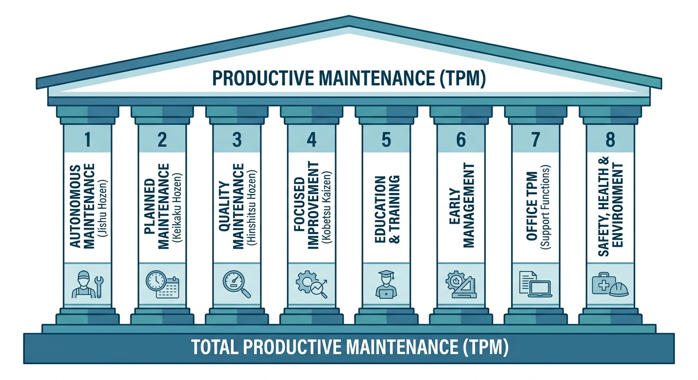 Figure 1: Eight pillars of productive maintenance