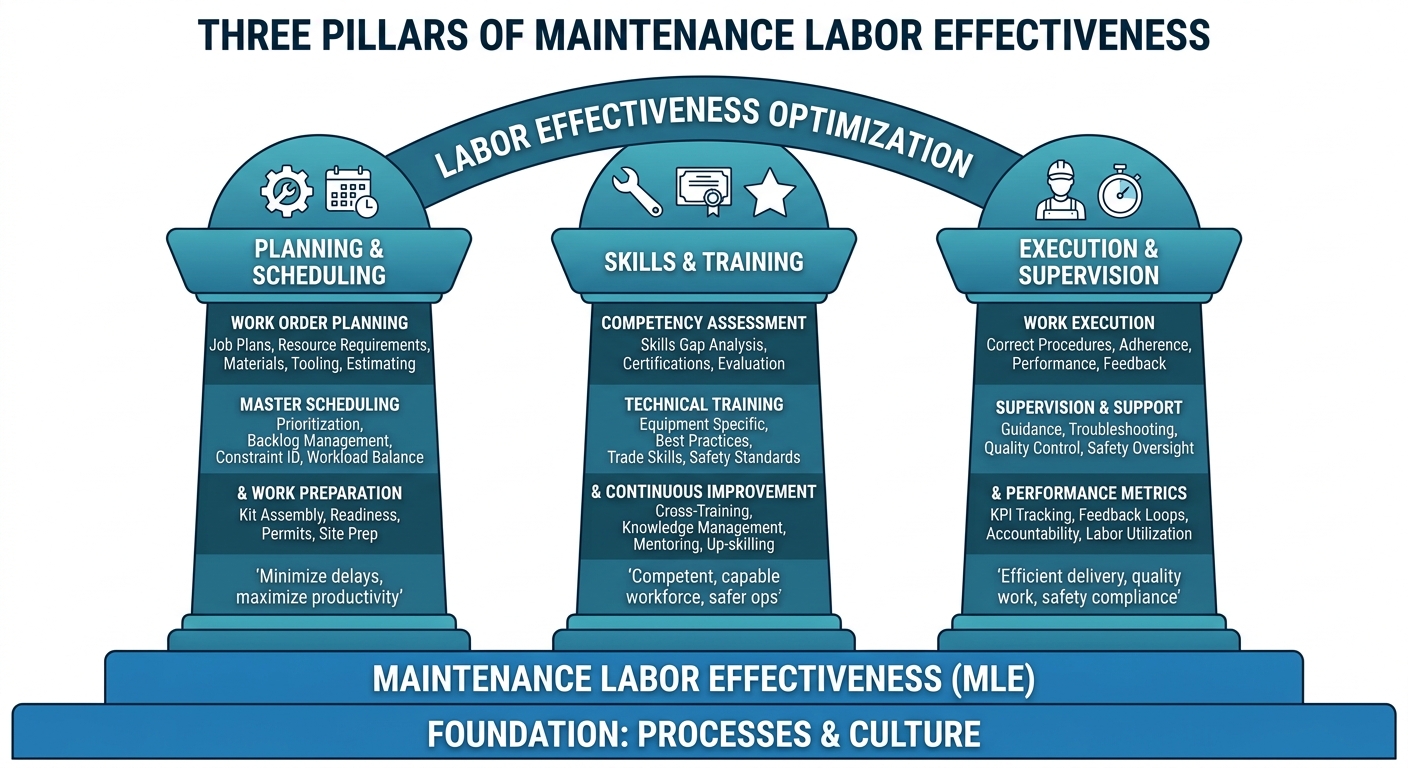 Figure 1: Three pillars of maintenance labor effectiveness