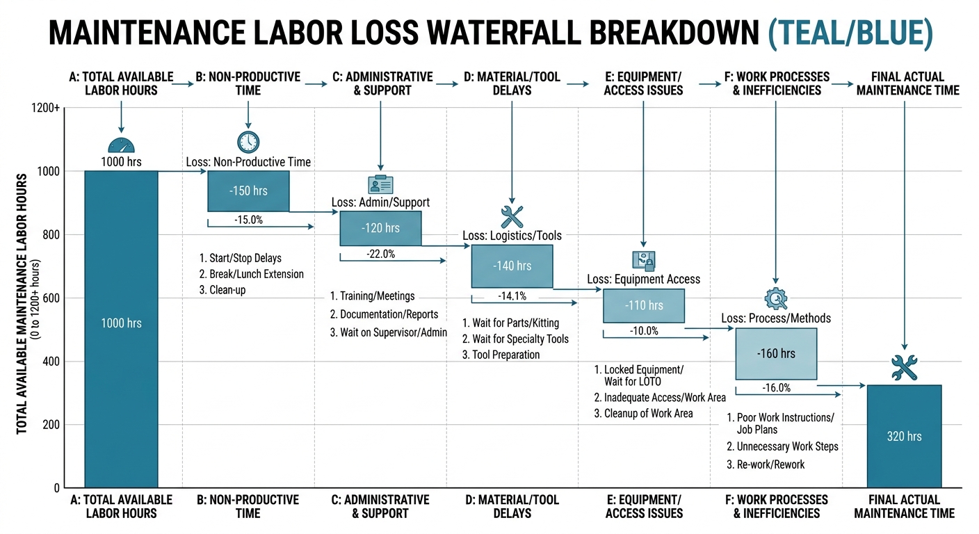 Figure 2: Maintenance labor loss waterfall breakdown
